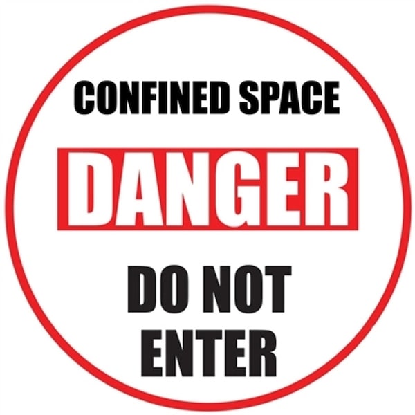 Danger Confined Space Floor Sign 16in Diameter Non Slip Floor Sign